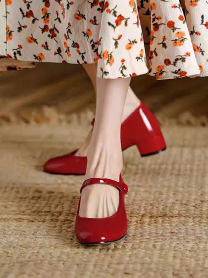 Soft Bottom Elegant French Shoes Chunky Heel Pumps Women