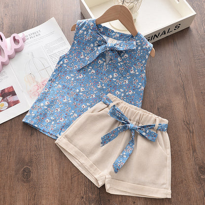 Azure Chiffon: Cool Girl Sling Two-Piece & Sun Hat Set