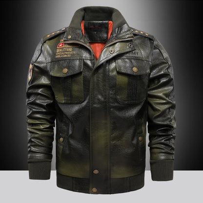 Leather Jacket Mens Stand-Up Collar Slim Fit Short Tailored Intensity