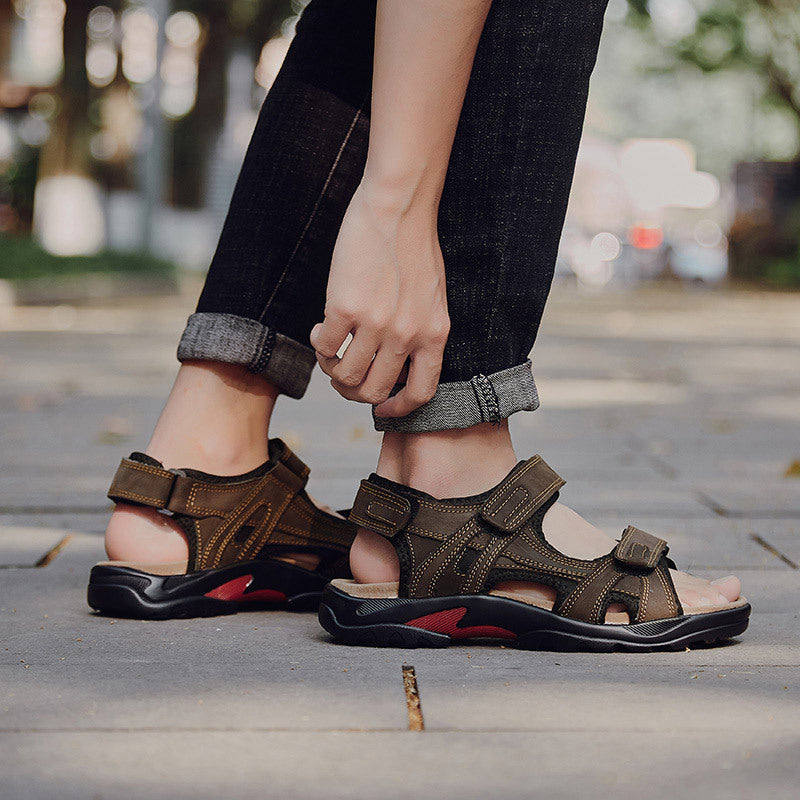Roman Heritage: Outdoor Leather Roman-Style Sandals