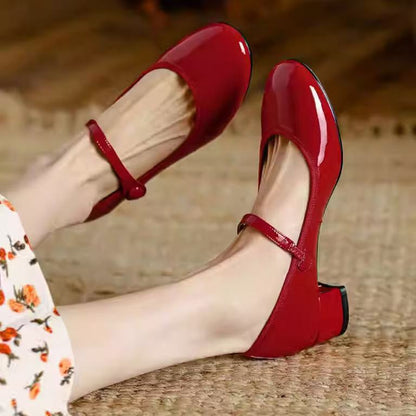 Soft Bottom Elegant French Shoes Chunky Heel Pumps Women