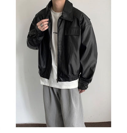 Vintage Motorcycle Leather Coat Mens Autumn Timeless Rider Style
