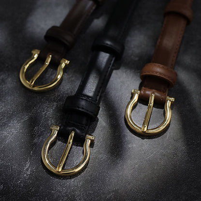 French Gold Buckle Genuine Leather Belt Women