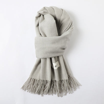 Simple Tassel Shawl Warm Artificial Cashmere Scarf