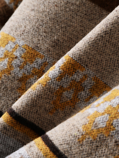 Fashion Lapel Long Sleeve Print Men's Jacket