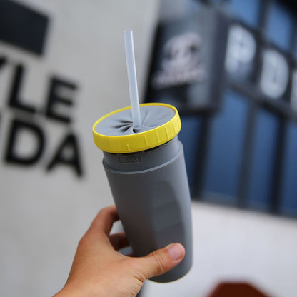 Double-Wall Insulated Travel Tumbler with Straw | Portable Spill-Resistant Sippy Cup for Adults & Kids