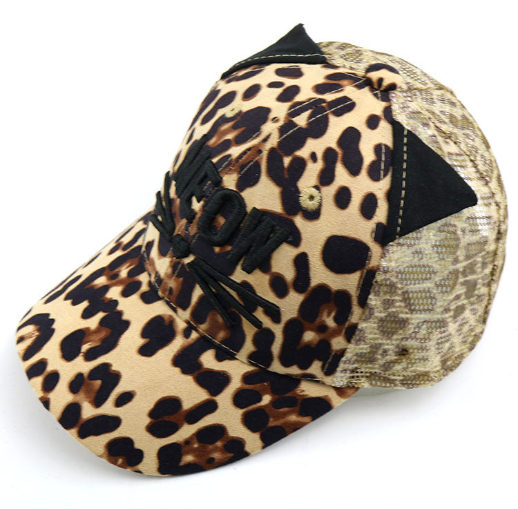 Children's Summer Leopard Print Embroidered Cat Baseball Cap