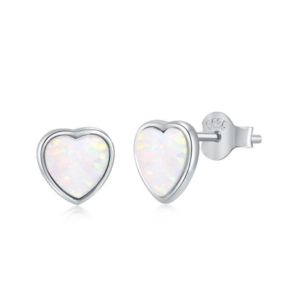 Japanese And Korean 925 Silver Love Opal Earrings Female Niche Lightweight