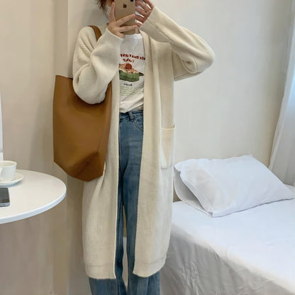 Autumn And Winter Korean Style Lazy Wind Coat Long Sweater Coat