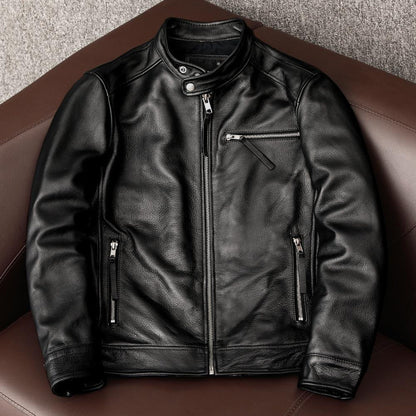 Leather Mens Stand Collar Jacket Coat Youth Dynamic Profile