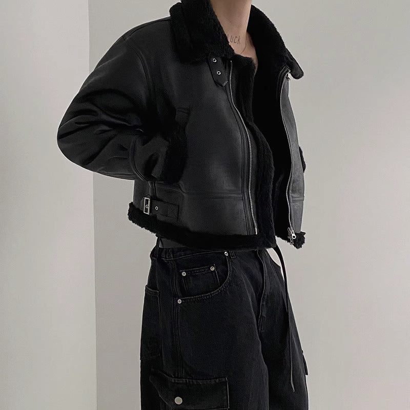 South Korea Fur Integrated Cotton Coat Loose Suede Lambswool Jacket Opulent Warmth