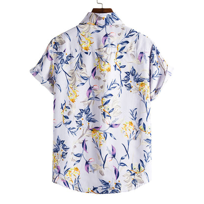 Casual Holiday Botanical Print Short Sleeve Shirt