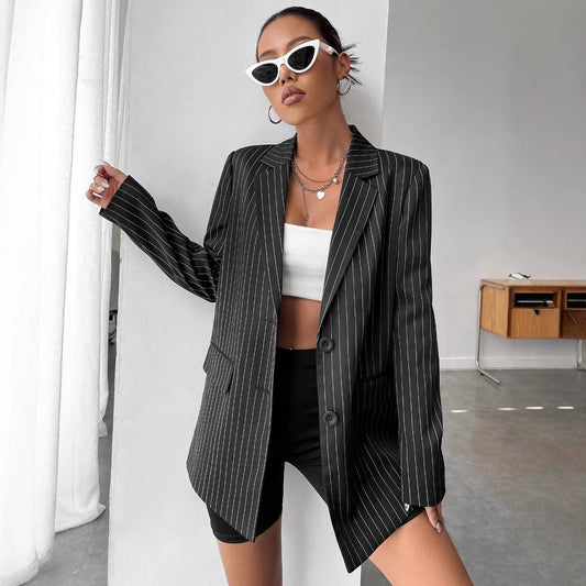 Striped Casual Coat For Women