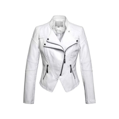 New Women's Leather Top Coat European And American Fashion Motorcycle Slim Fit Short Leather Jacket Jacket Zipper One Generation