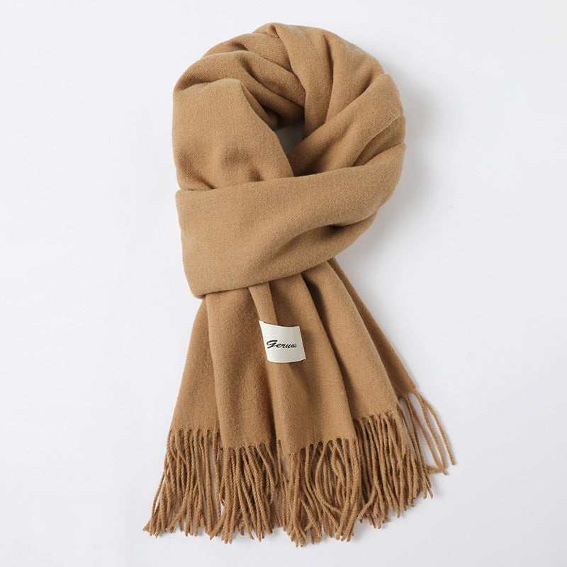 Simple Tassel Shawl Warm Artificial Cashmere Scarf
