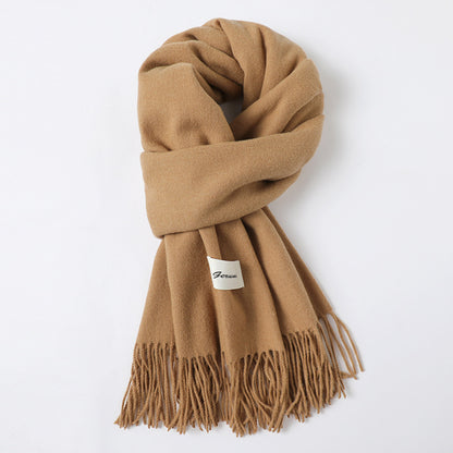 Simple Tassel Shawl Warm Artificial Cashmere Scarf