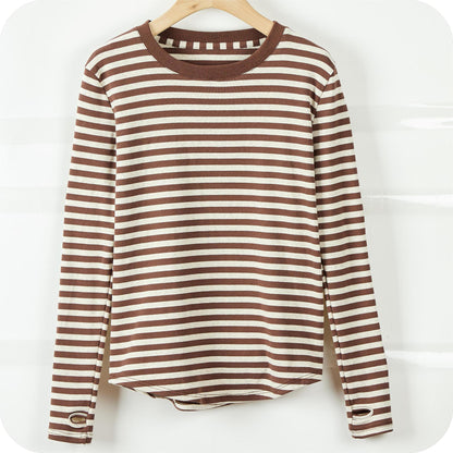 Women's Striped T-shirt Long Sleeve Bottoming Shirt