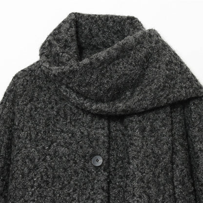Women's Short Woolen Coat Matching Scarf