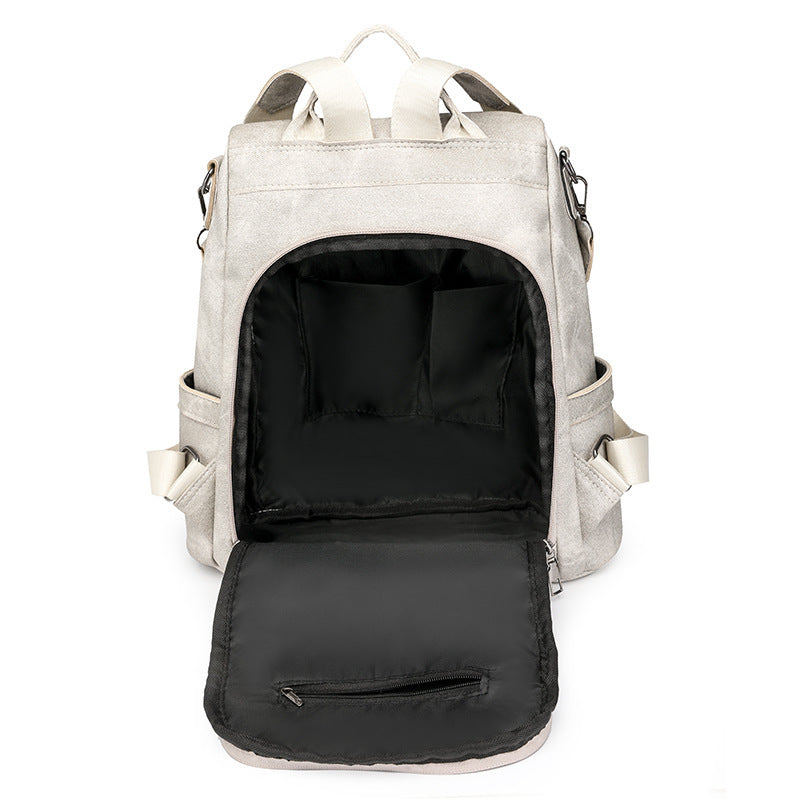 Women's Soft Leather Backpack Bag Leisure Commute Simple Travel Schoolbag