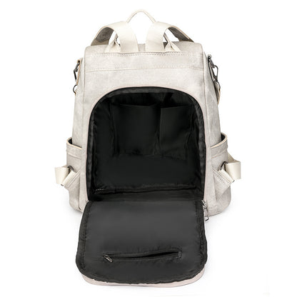 Women's Soft Leather Backpack Bag Leisure Commute Simple Travel Schoolbag