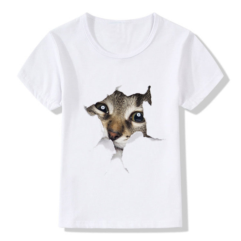 Artistic 3D Dimension Cat Graphic Tee