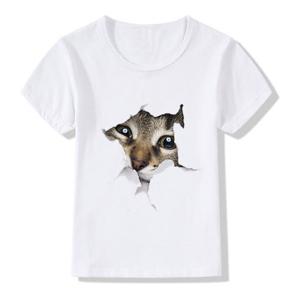 Artistic 3D Dimension Cat Graphic Tee