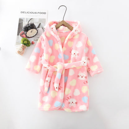 The Coral Night: Children’s Flannel Hoodie Night-Robe