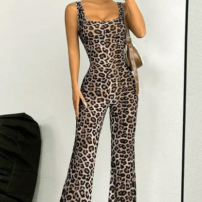 Summer New Slim Fit Backless Printed Jumpsuit For Women