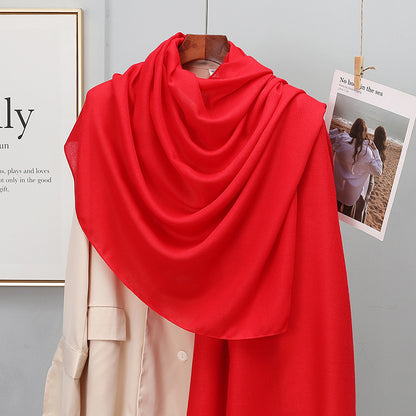 Women's Korean-style Solid Color Cotton And Linen Scarf Spring And Autumn