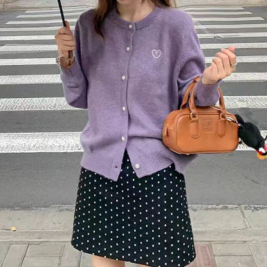 Korean Style Original Round Neck Lazy Knitted Open Sweater