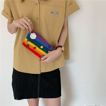 Super Cute Rainbow Knitted Coin Purse