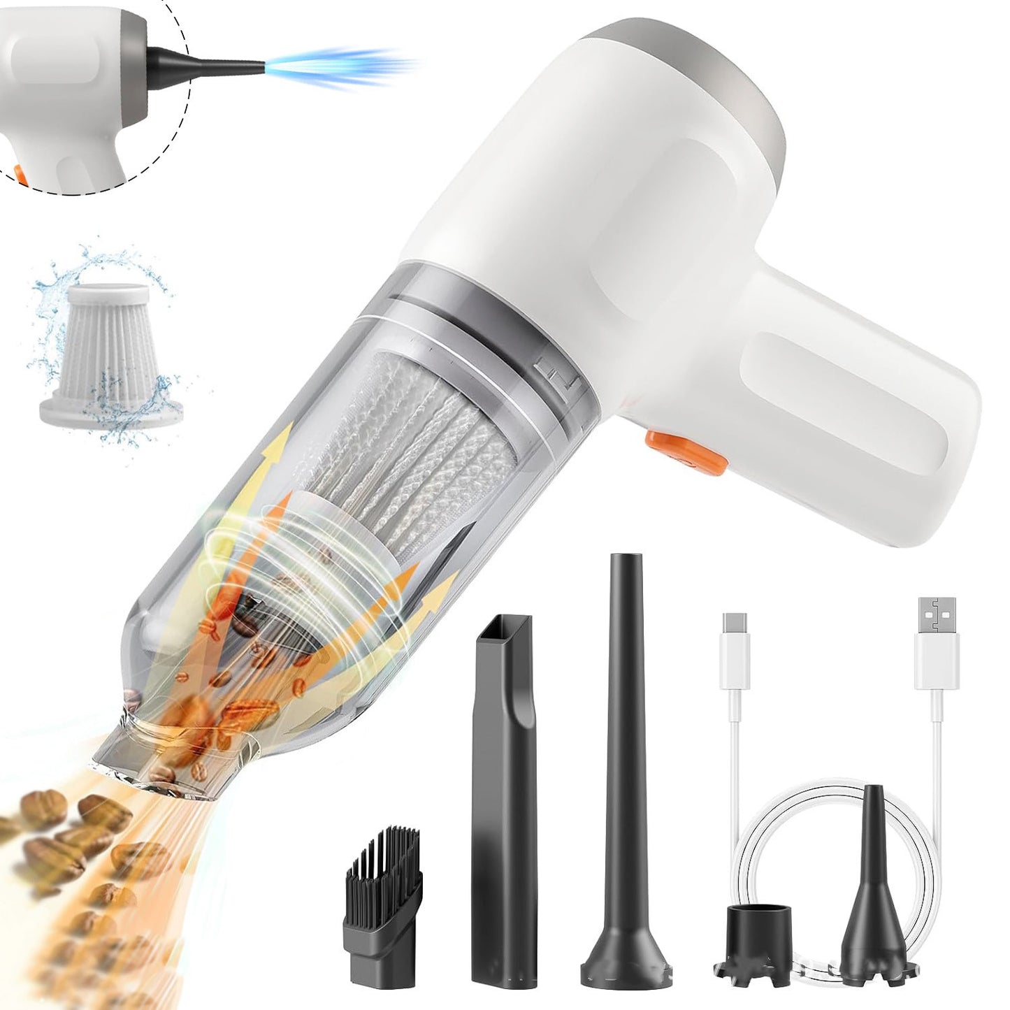 DualAction Vac: Integrated Blow & Suction Wireless Car Vacuum