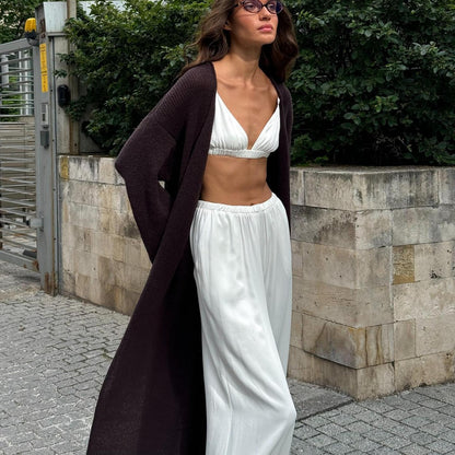 European And American Style Hollow Knitted Cardigan Idle Style V-neck Coat