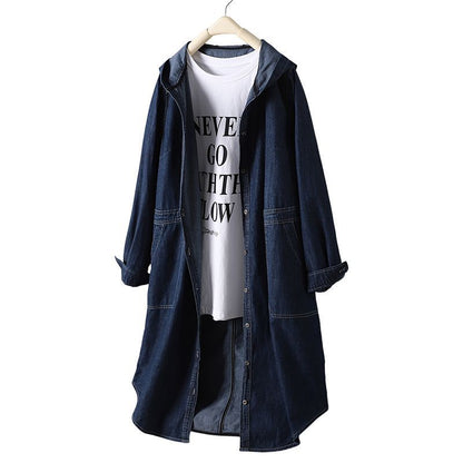 Long Sleeve Solid Color Hooded Large Pocket Casual All-matching Tops