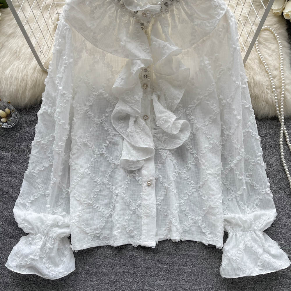 Ruffled Flared Sleeve Shirt Autumn Jacket