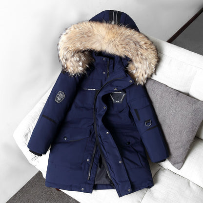 The Grand Arctic: Plus-Size Fur-Collar Mid-Length Down Jacket