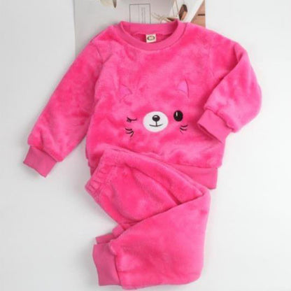 The Thickened Plush: Coral Fleece Children’s Home Clothes