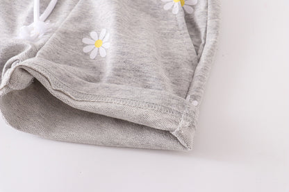 Girls' Light Gray Printing Little Daisy Shorts