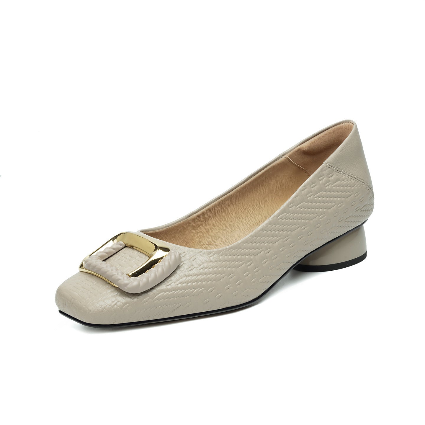 Sheepskin Shallow Mouth Women's Mid-heel Shoes