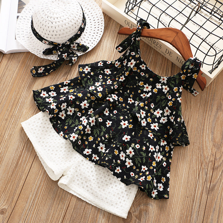 Azure Chiffon: Cool Girl Sling Two-Piece & Sun Hat Set