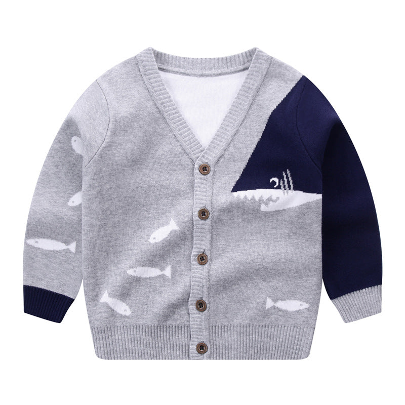 V-Neck Single-Breasted Small Fish Cardigan