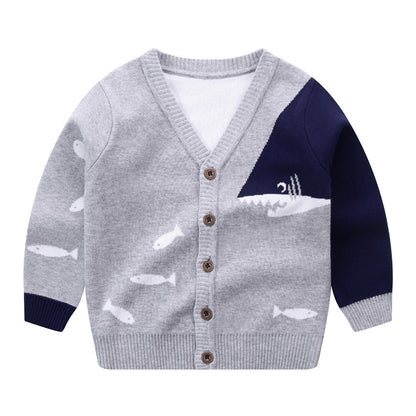 V-Neck Single-Breasted Small Fish Cardigan