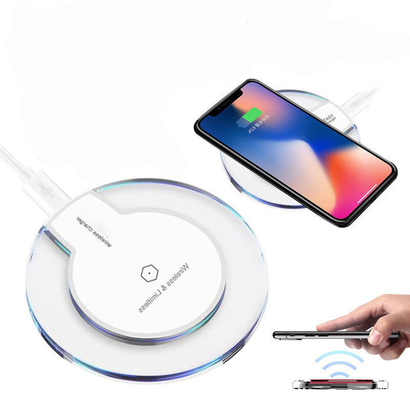 CrystalDock: Round Crystal Wireless Charging Dock with Receiver for Apple & Samsung