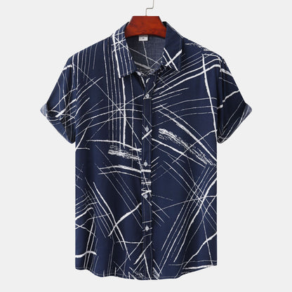 Classic Check Print Short Sleeve Lapel Fashion Shirt