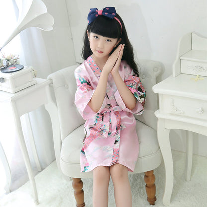 Imperial Silk: Peacock Motif Kimono Pajamas
