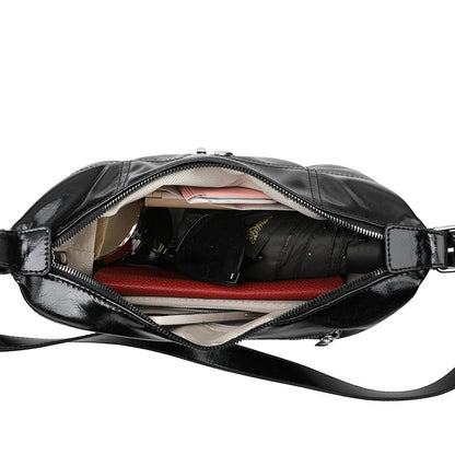 New Pillow Bag Oil Wax Leather Crack Soft Tote Crossbody