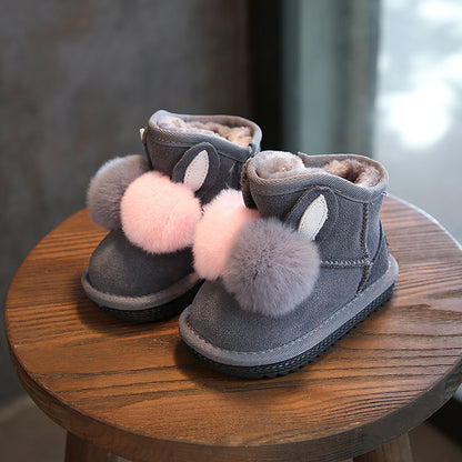 Rabbit Fur Luxe: Girls’ Pom-Pom Snow Boots