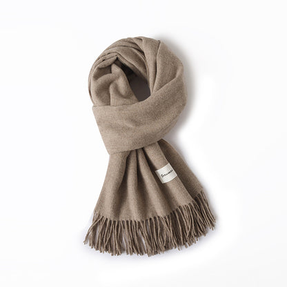 Simple Tassel Shawl Warm Artificial Cashmere Scarf
