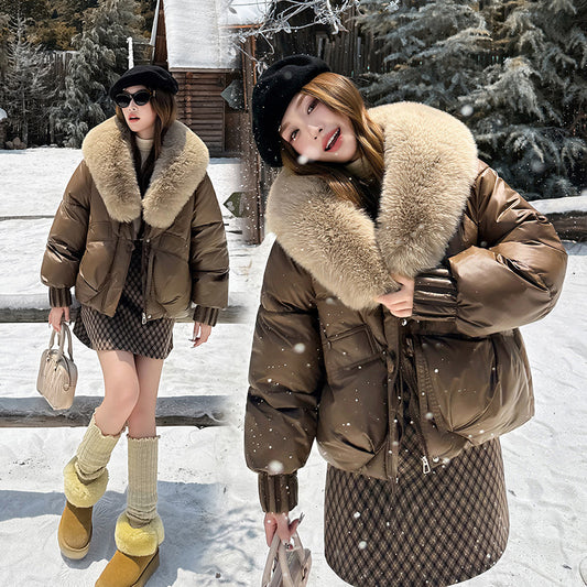 Big Fur Lapel Cotton-padded Coat Women