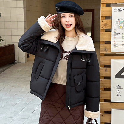 Fashion Down Jacket Women's Short Fur Collar Coat